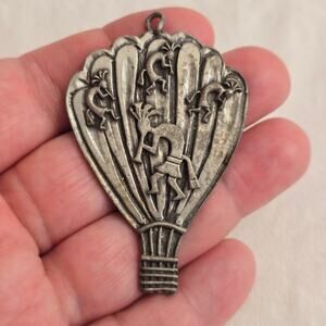 Marcie USA Pewter Hot Air Balloon with Kokopelli Figures Ornament Southwest Art
